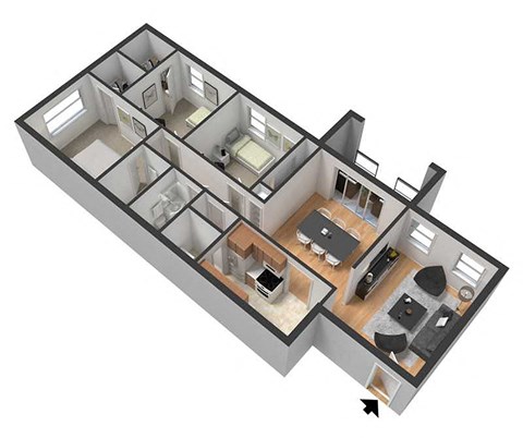 Floor plan for 3 beds, 2 baths, 1476 sqft